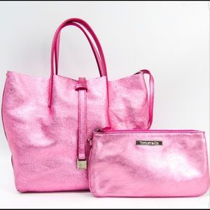 Tiffany and Co Large Pink Reversible Metallic Tote